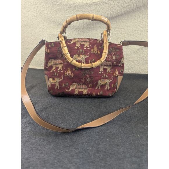 Elephant Print Handbag Purse shoulder bag Canvas Boho - Picture 3 of 11